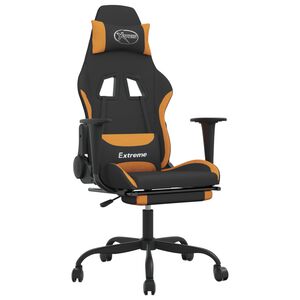 vidaXL gamingstol med massagefunktion + fodst&oslash;tte stof sort og orange