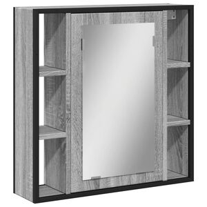 vidaXL skab med spejl 60x16x60 cm konstrueret tr&aelig; gr&aring; sonoma-eg