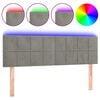 vidaXL sengegavl med LED-lys 144x5x78/88 cm fl&oslash;jl lysegr&aring;