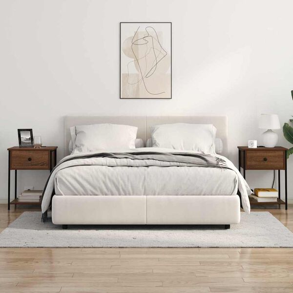 vidaXL Natskab med skuffe Brun eg 42 x 41 x 56 cm Konstrueret tr&aelig;