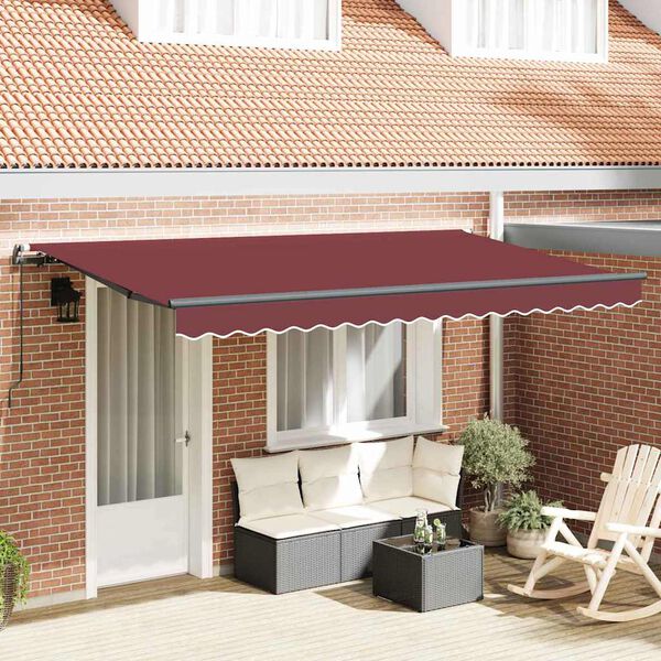 vidaXL Utrækkelig Markise Bordeaux 350 x 200 cm Stof