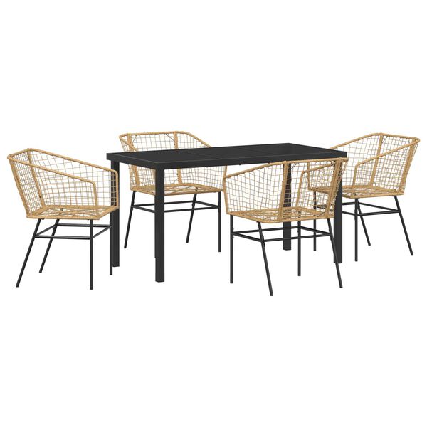 vidaXL Have Spisebordss&aelig;t 5 pcs Brun polyrattan