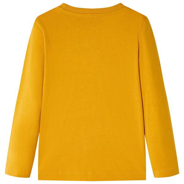 Langærmet T-shirt til børn str. 104 okkergul