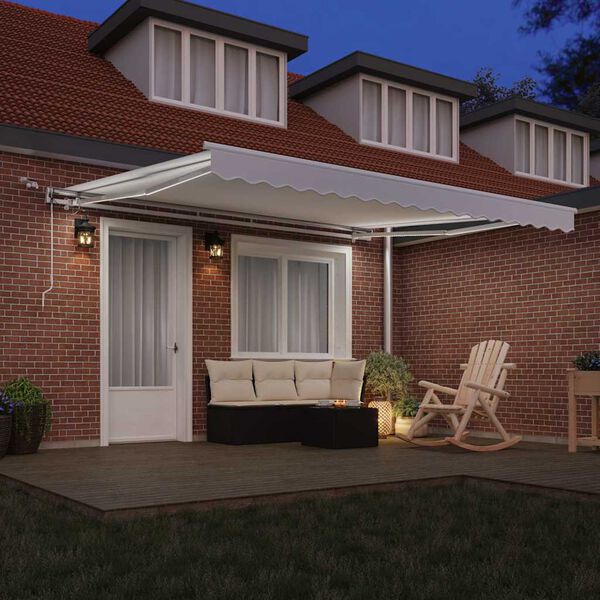 vidaXL Utr&aelig;kkelig Markise Hvid 400 &times; 300 cm Polyester og metal