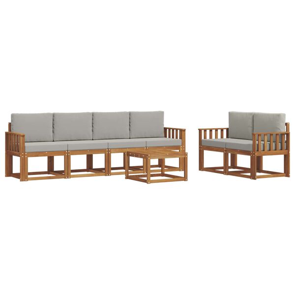 vidaXL Udend&oslash;rs sofagruppe 7 pcs Naturlig og Lys Gr&aring; Massivt Akacietr&aelig;