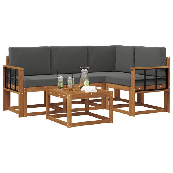 vidaXL Udend&oslash;rs sofagruppe med pude 5 pcs Naturlig og Antracit