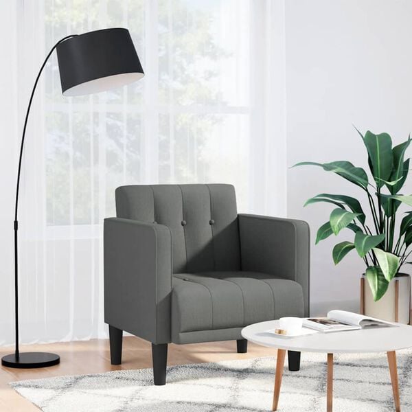vidaXL sofastol med arml&aelig;n 53 cm stof m&oslash;rkegr&aring;