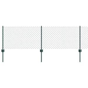 vidaXL K&aelig;de-link hegn med stolpe 10 x 0,6 m PVC-belagt st&aring;l Gr&oslash;n Mesh