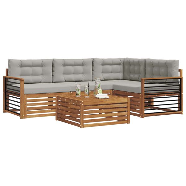 vidaXL Udend&oslash;rs sofagruppe 5 pcs Naturlig og Lys Gr&aring; Massivt Akacietr&aelig;