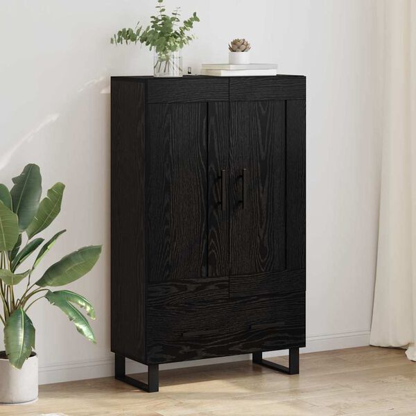 vidaXL Highboard med skuffe Sort eg 69,5 x 31 x 115 cm Konstrueret tr&aelig;