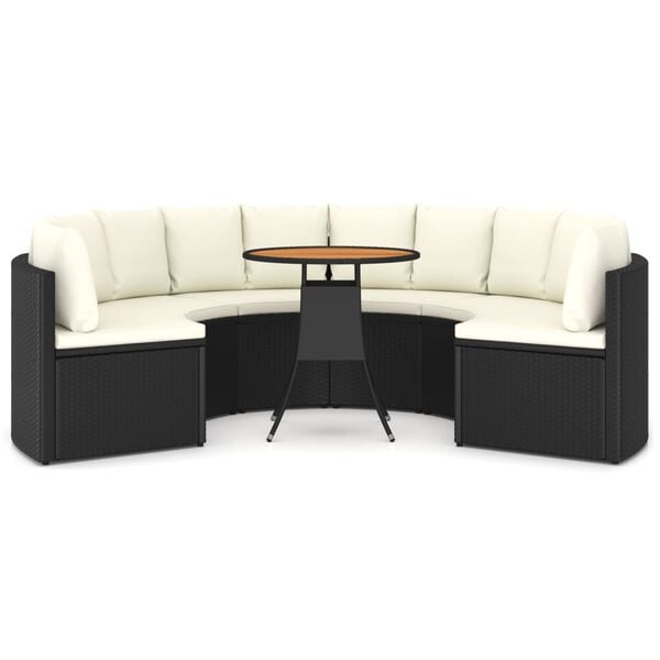 vidaXL sofas&aelig;t til haven 7 dele med hynder polyrattan sort