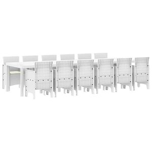 vidaXL Have Spisebordss&aelig;t 13 pcs Hvid Polt rattan