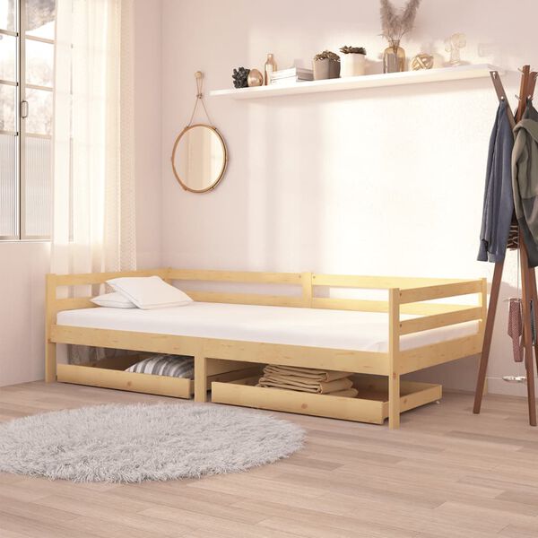 vidaXL daybed med skuffer 90x200 cm massivt fyrretræ