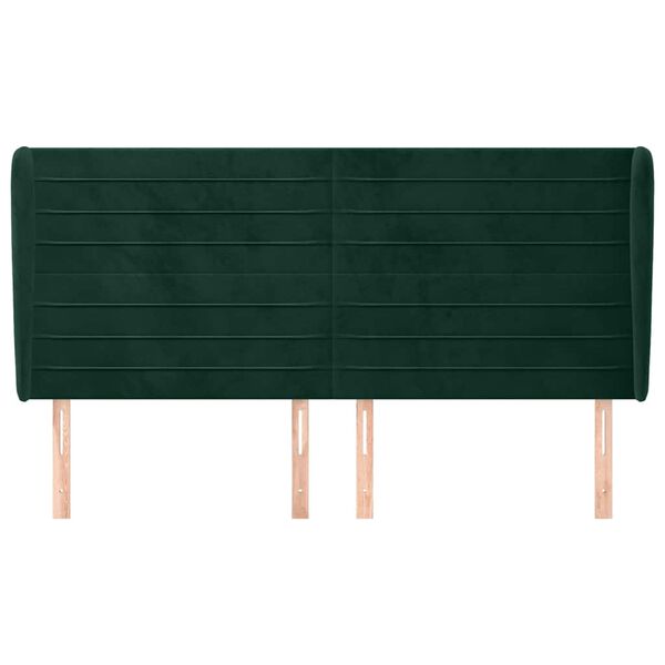 vidaXL sengegavl med kanter 183x23x118/128 cm fl&oslash;jl m&oslash;rkegr&oslash;n