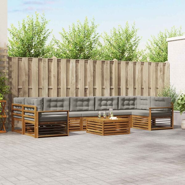 vidaXL Udend&oslash;rs sofagruppe med pude 8 pcs Naturlig og Lys Gr&aring;