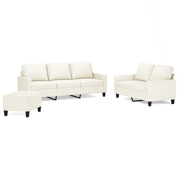 vidaXL sofas&aelig;t 3 dele med hynder kunstl&aelig;der Cremefarvet