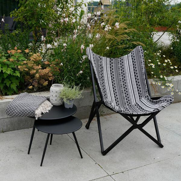 Lesli Living campingstol Aztec 70x81,5x98 cm sort og hvid