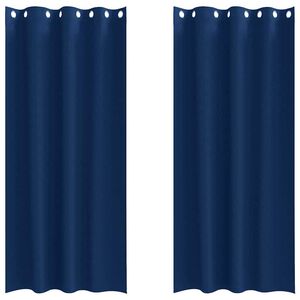 vidaXL M&oslash;rkl&aelig;gningsgardiner med ringe 2 pcs M&oslash;rk bl&aring; 225 x 140 cm