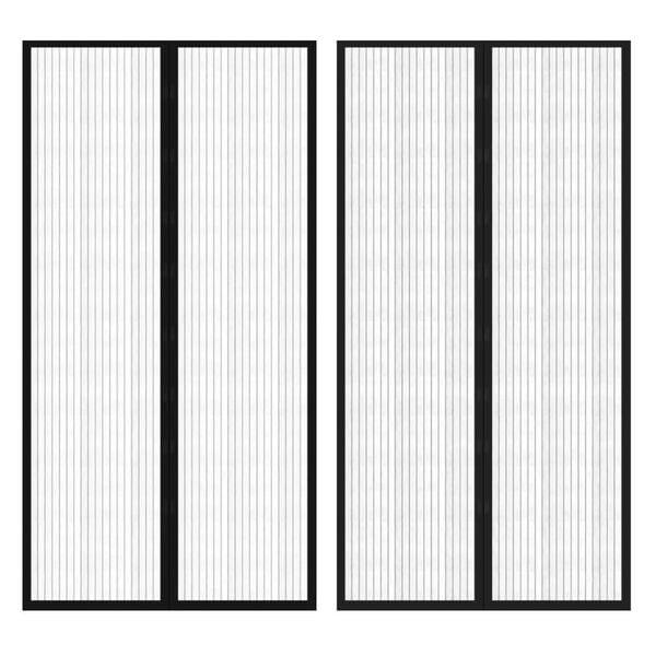vidaXL d&oslash;rgardin insektnet magnetisk 2 stk. 210 x 100 cm sort