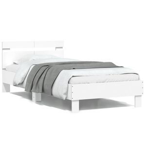 vidaXL sengeramme med sengegavl 100x200 cm konstrueret tr&aelig; hvid