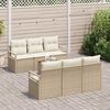 vidaXL Havesofa S&aelig;t med pude 7 pcs Beige Poly rattan
