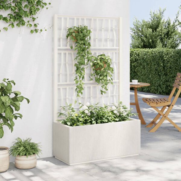 vidaXL plantekasse med espalier 80x36x140 cm PP m&oslash;rkegr&aring;