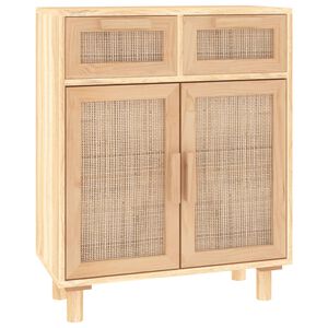 vidaXL sk&aelig;nk 60x30x75 cm massivt fyrretr&aelig; og naturlig rattan brun