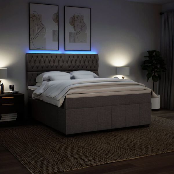 vidaXL kontinentalseng med madras 180x200 cm stof gr&aring;brun