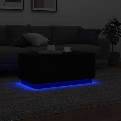 vidaXL sofabord med LED-lys 90x50x40 cm sort
