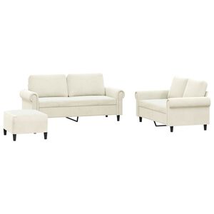 vidaXL sofas&aelig;t 3 dele med hynder velour cremefarvet