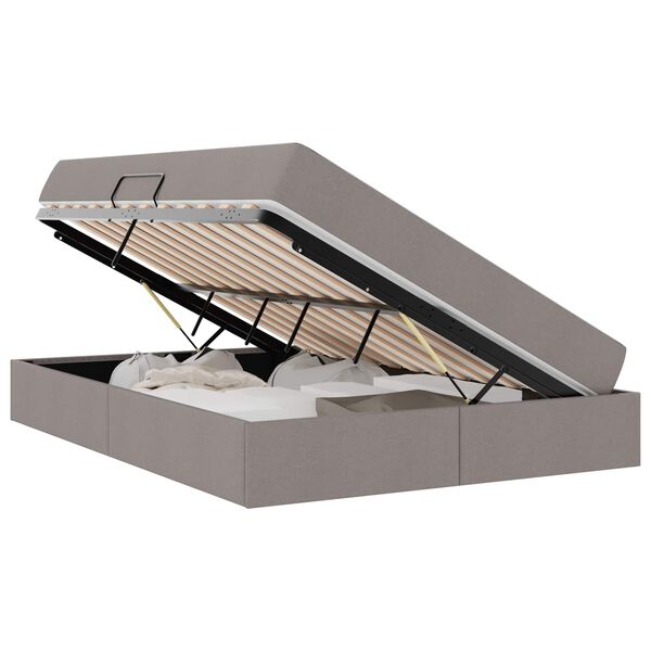 vidaXL Seng med opbevaring og madras Gr&aring;brun 140 x 200 cm Polyester