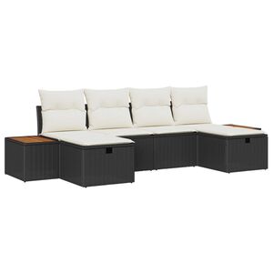 vidaXL Havesofa S&aelig;t med pude 6 pcs Sort Poly rattan