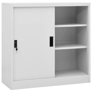 vidaXL kontorskab med skyded&oslash;re 90x40x90 cm st&aring;l lysegr&aring;