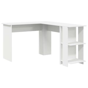vidaXL Hj&oslash;rneskrivebord Hvid Konstrueret tr&aelig; 140 x 113,5 x 75 cm