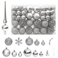 vidaXL julekuglesæt 111 dele polystyren sølvfarvet
