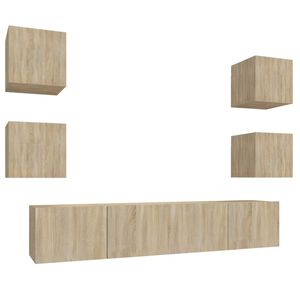 vidaXL tv-skabss&aelig;t 6 dele konstrueret tr&aelig; sonoma-eg