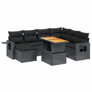 vidaXL sofas&aelig;t til haven 8 dele med hynder polyrattan sort