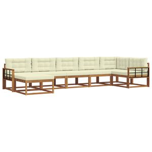 vidaXL Udend&oslash;rs sofagruppe med pude 7 pcs Naturlig og Fl&oslash;de