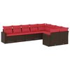 vidaXL sofas&aelig;t til haven 9 dele med hynder polyrattan brun