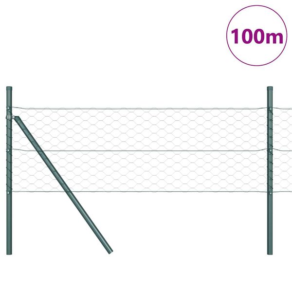 vidaXL Hegnsp&aelig;l Gr&oslash;n 100 x 0,5 m (50 mm mesh) St&aring;l og PVC