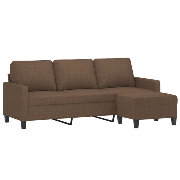 vidaXL 3-personers sofa med fodskammel 180 cm stof Brun