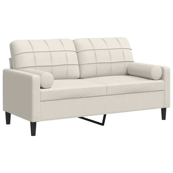 vidaXL 2-personers sofa med pyntepuder 140 cm velour cremefarvet