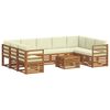 vidaXL Sofas&aelig;t med pude 10 pcs Naturlig og Fl&oslash;de Massivt Akacietr&aelig;