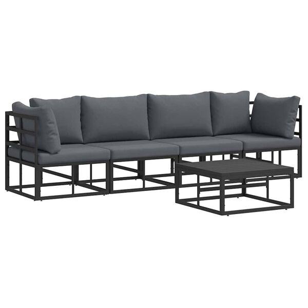 vidaXL Havesofa S&aelig;t 5 pcs Sort Metal