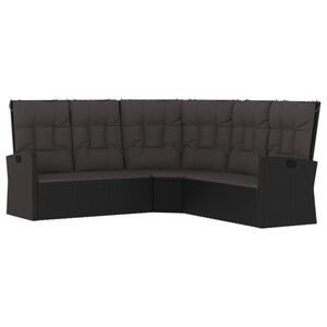 vidaXL hj&oslash;rnemodul til sofa med hynder polyrattan sort