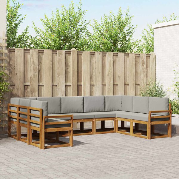 vidaXL Udend&oslash;rs sofagruppe med pude 9 pcs Naturlig og Lys Gr&aring;