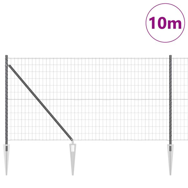 vidaXL Hegn med post Gr&aring; 1 x 10 m St&aring;l og PVC