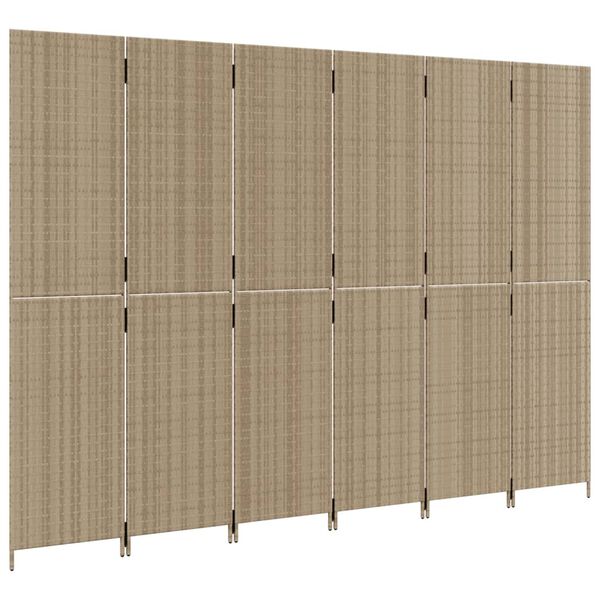 vidaXL rumdeler 6 paneler polyrattan beige
