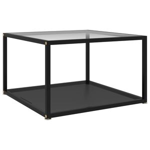 vidaXL sofabord 60x60x35 cm h&aelig;rdet glas transparent og sort