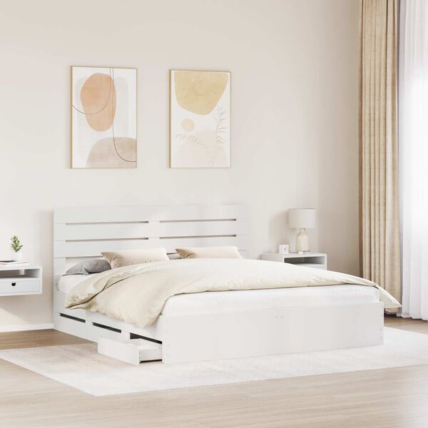 vidaXL Sengestel med skuffe Hvid 180 x 200 cm Ingeni&oslash;rtr&aelig;